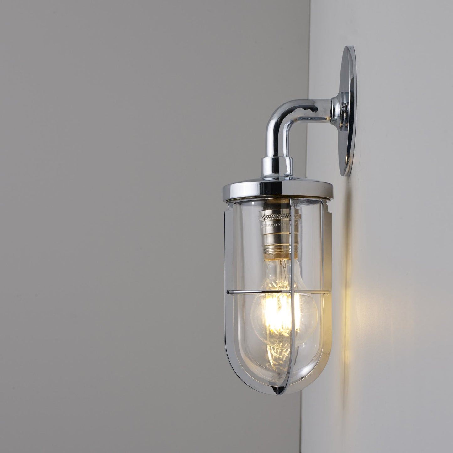 Weatherproof Ship's Well Glass Wall Light in Detail.