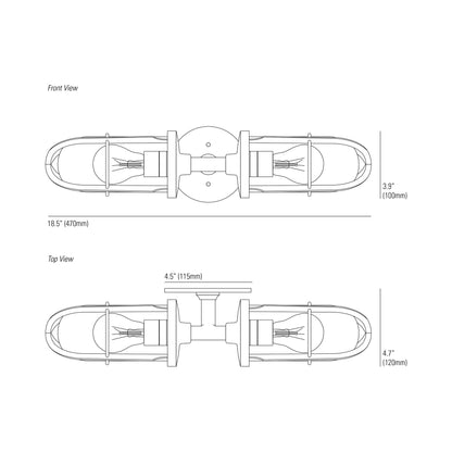 Weatherproof Ship's Well Glass Wall Light - line drawing.