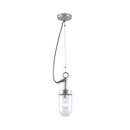 Well Pendant Light in Galvanised Silver (Clear Glass/No Reflector).