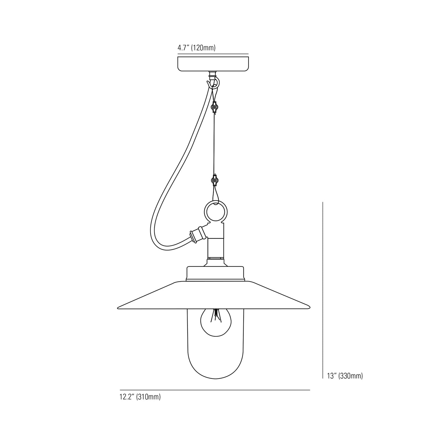 Well Pendant Light - line drawing.