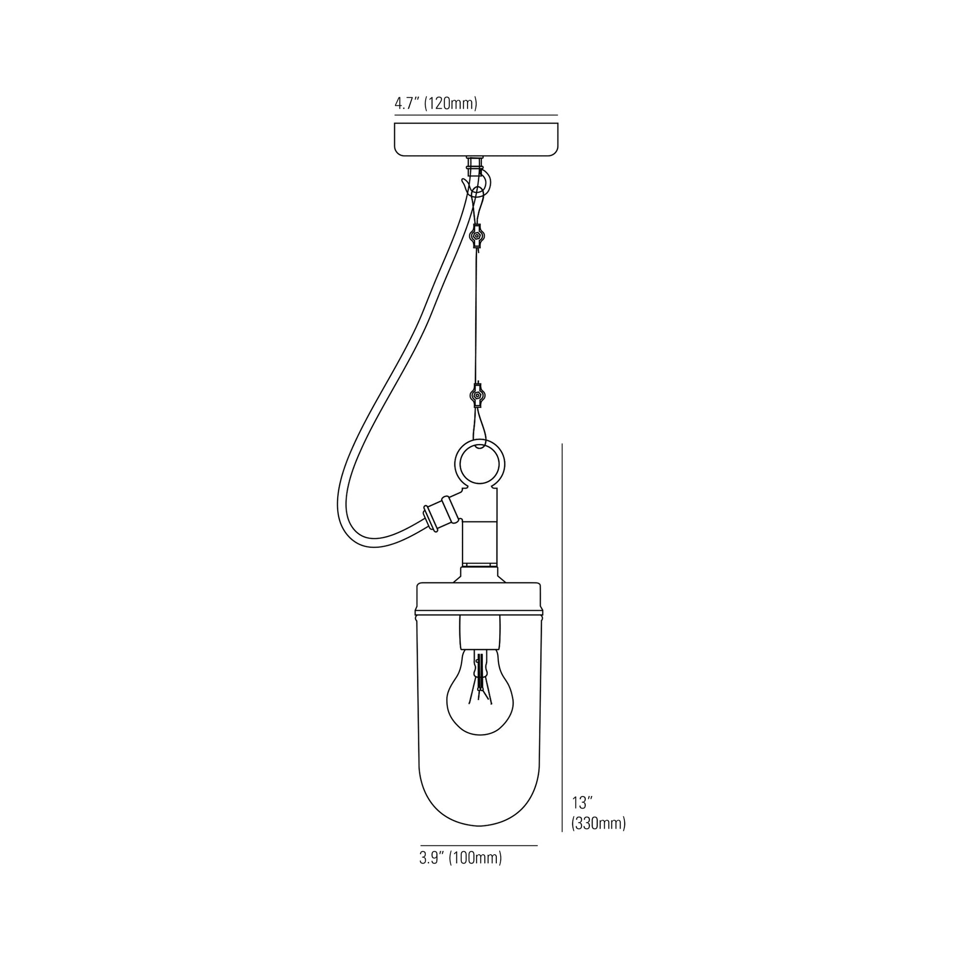 Well Pendant Light - line drawing.