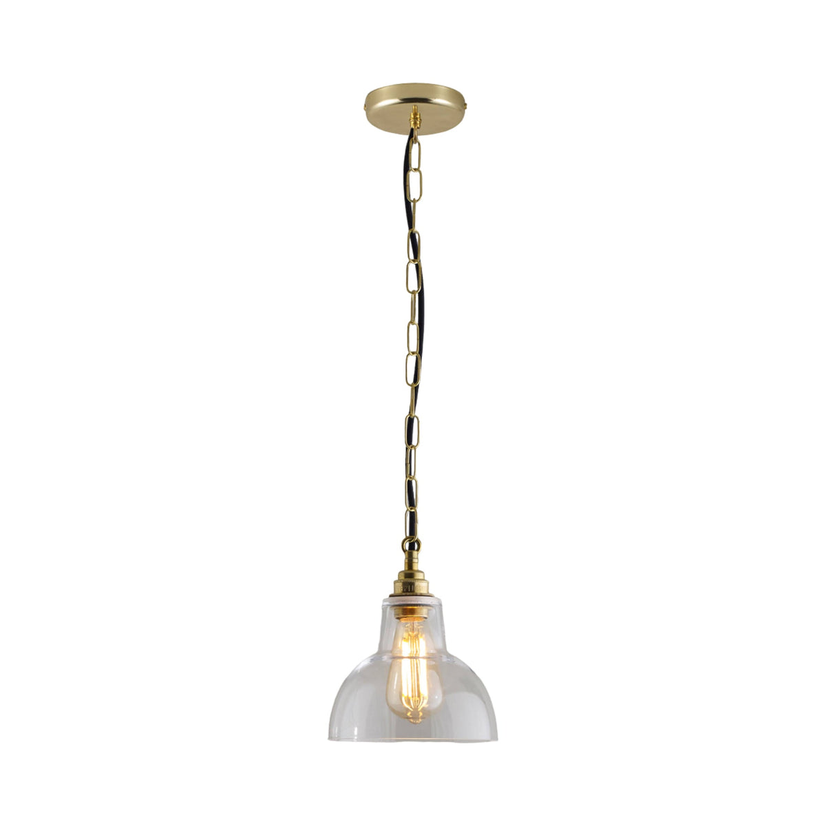 York Pendant Light in Clear/Brass (Small).