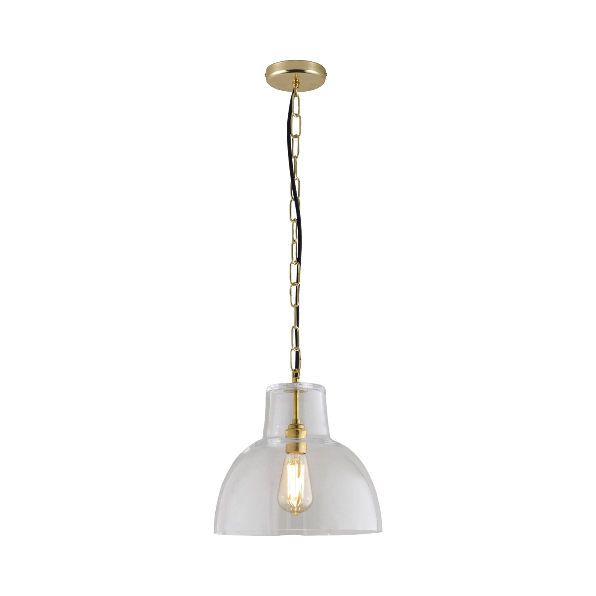 York Pendant Light in Clear/Brass (Large).