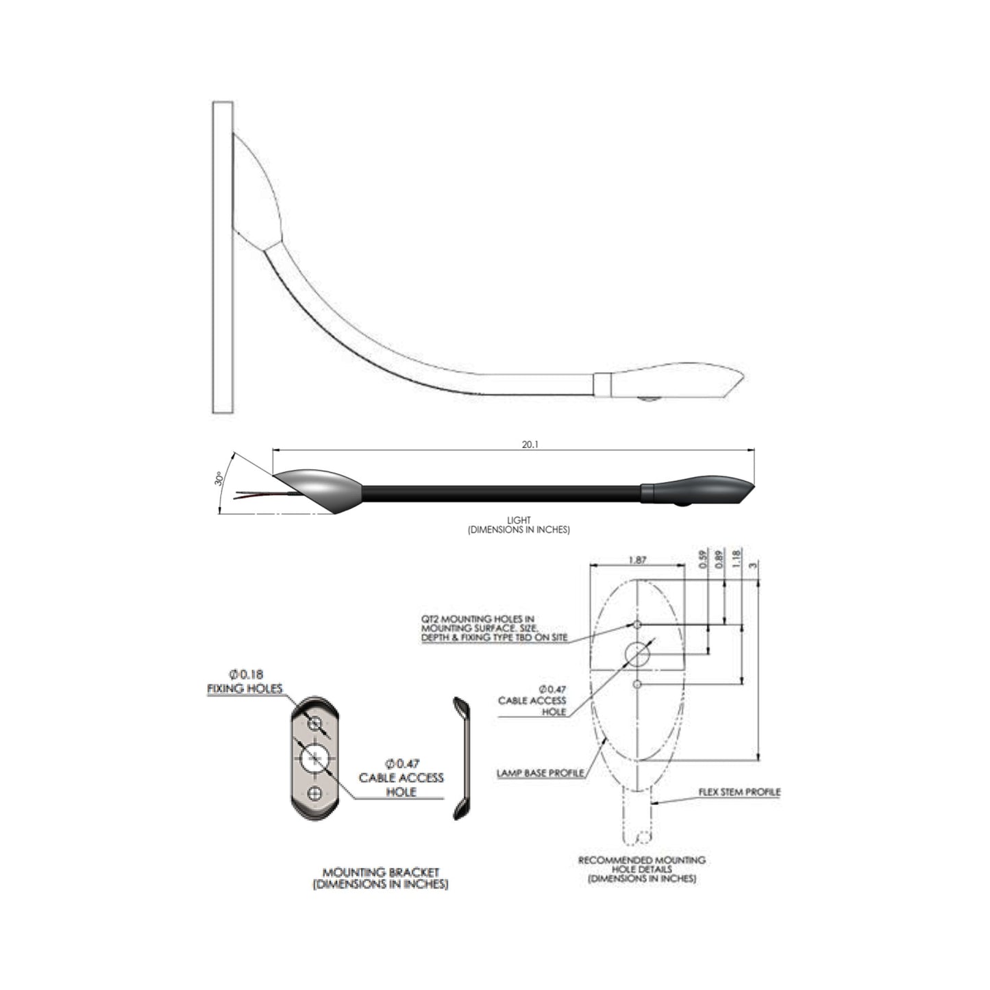 Zonda Surface Mount LED Wall Light - line drawing.