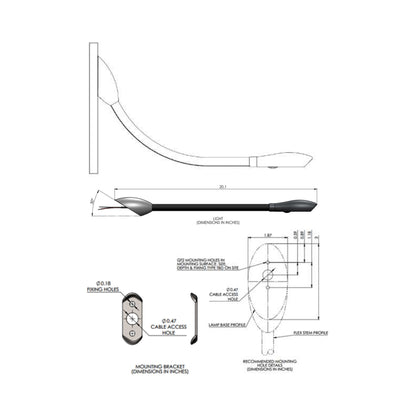 Zonda Surface Mount LED Wall Light - line drawing.