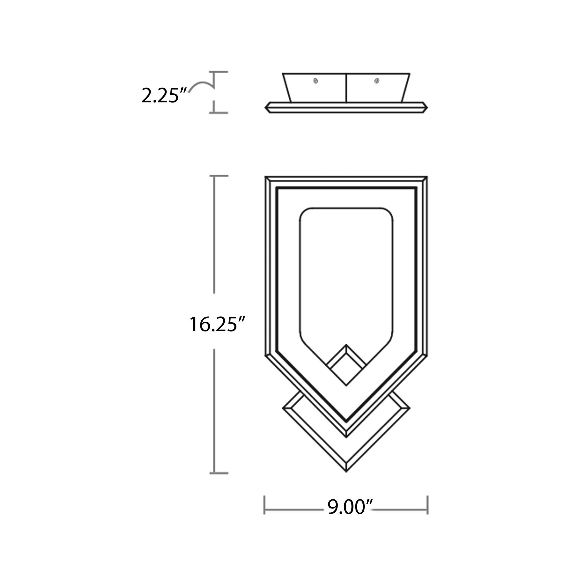 Aegis LED Wall Light - line drawing.
