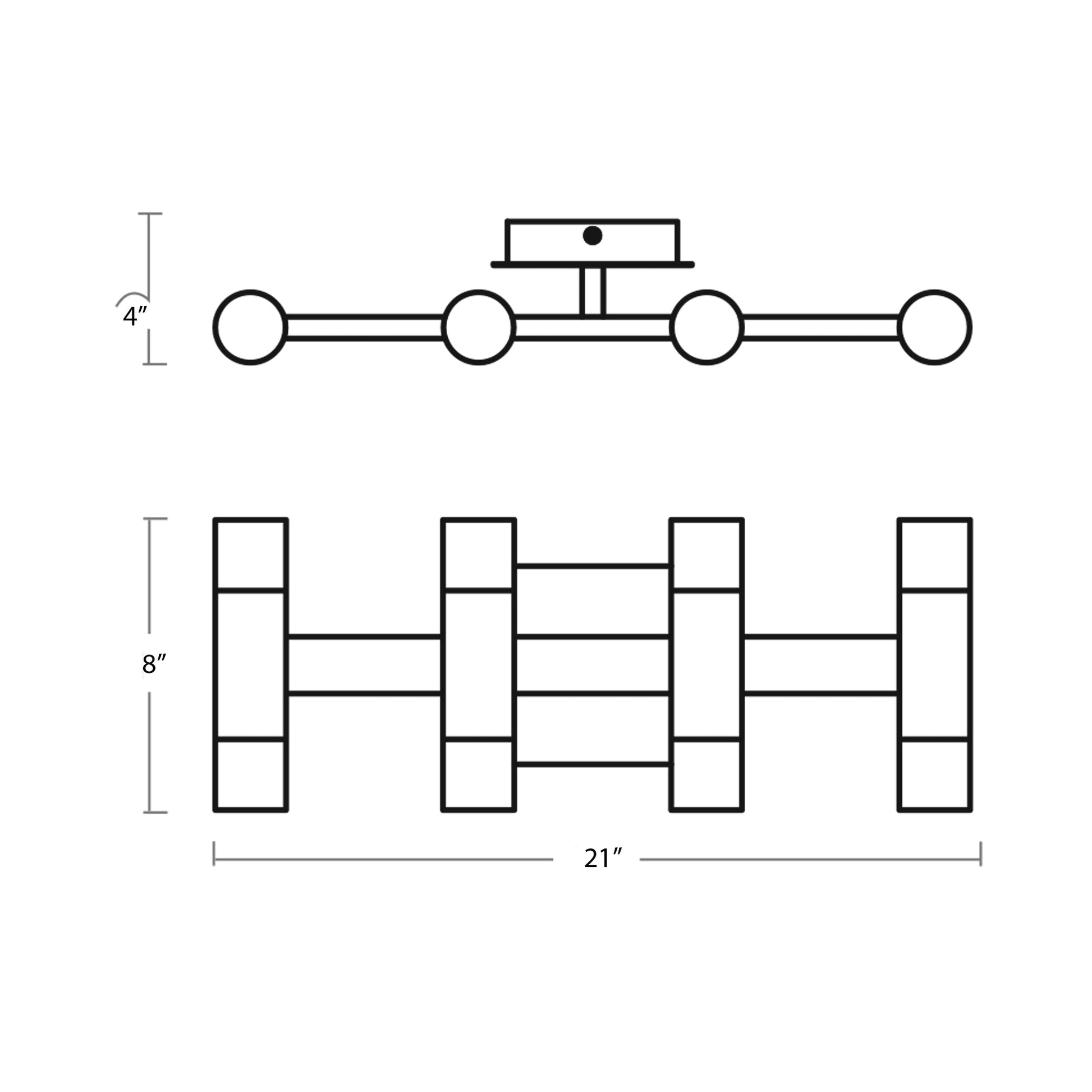 Alarum LED Bath Vanity Light - line drawing.
