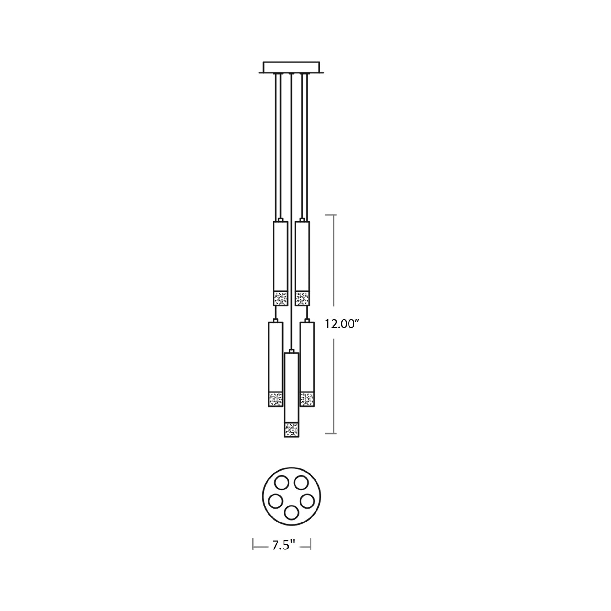 Alarum LED Multi Light Pendant Light - line drawing.