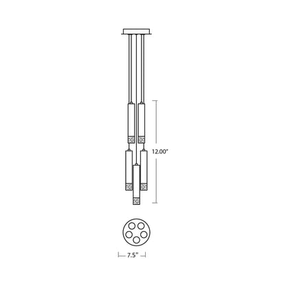 Alarum LED Multi Light Pendant Light - line drawing.