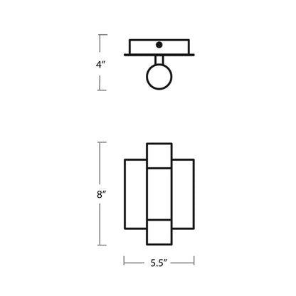 Alarum LED Wall Light - line drawing.