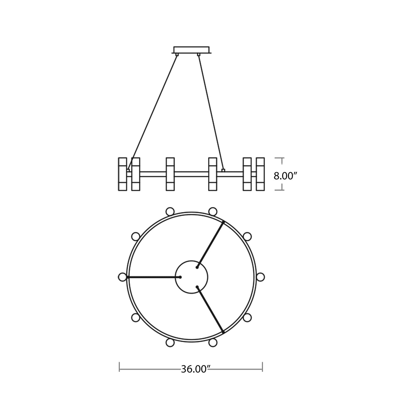Alarum Ring LED Pendant Light - line drawing.