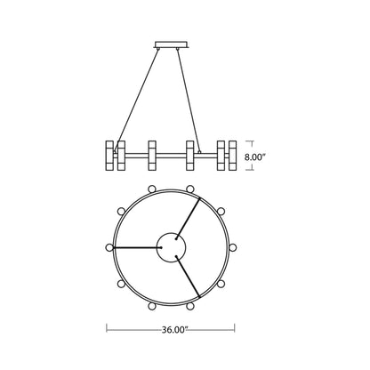 Alarum Ring LED Pendant Light - line drawing.