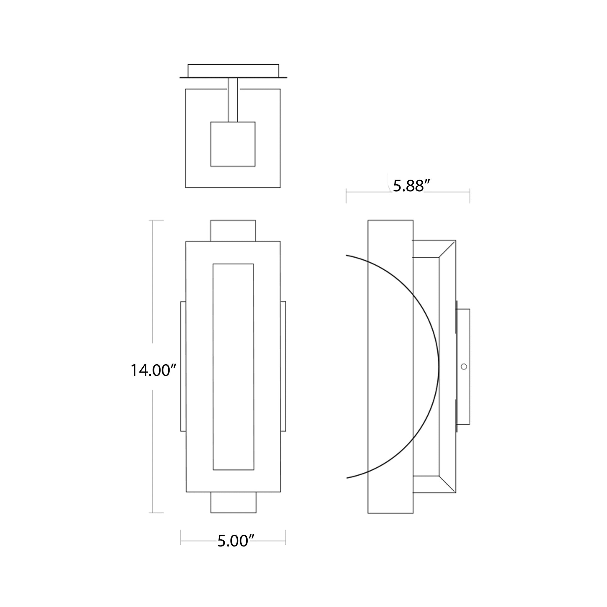 Albedo Outdoor LED Wall Light - line drawing.