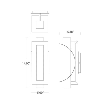 Albedo Outdoor LED Wall Light - line drawing.