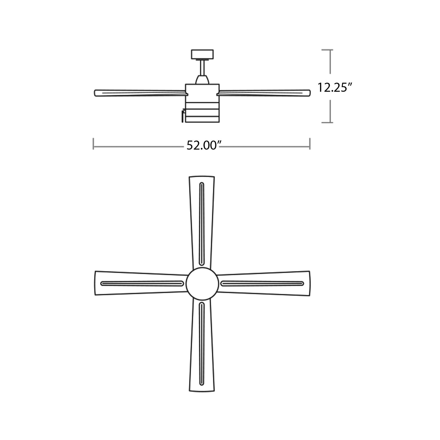 Allegro Ceiling Fan - line drawing.