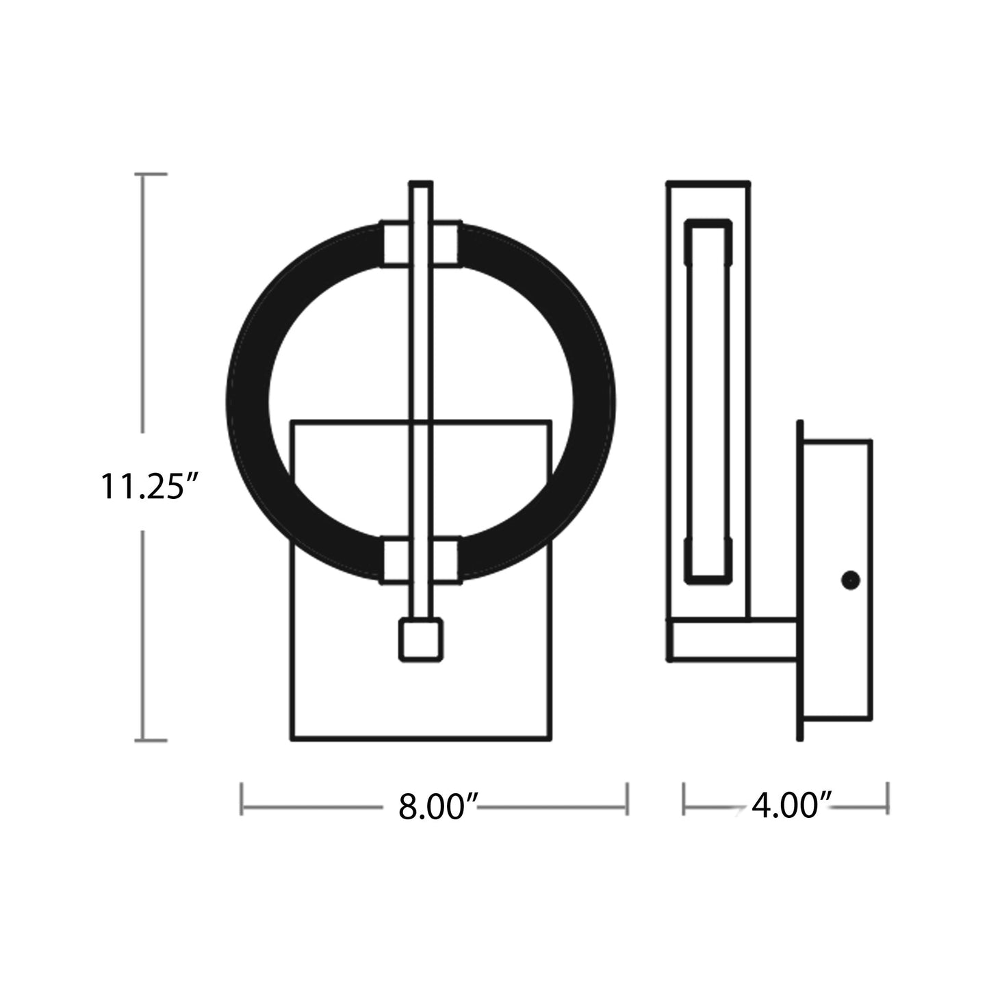 Arena LED Wall Light - line drawing.