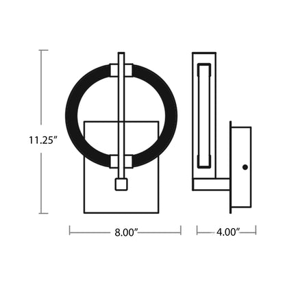 Arena LED Wall Light - line drawing.
