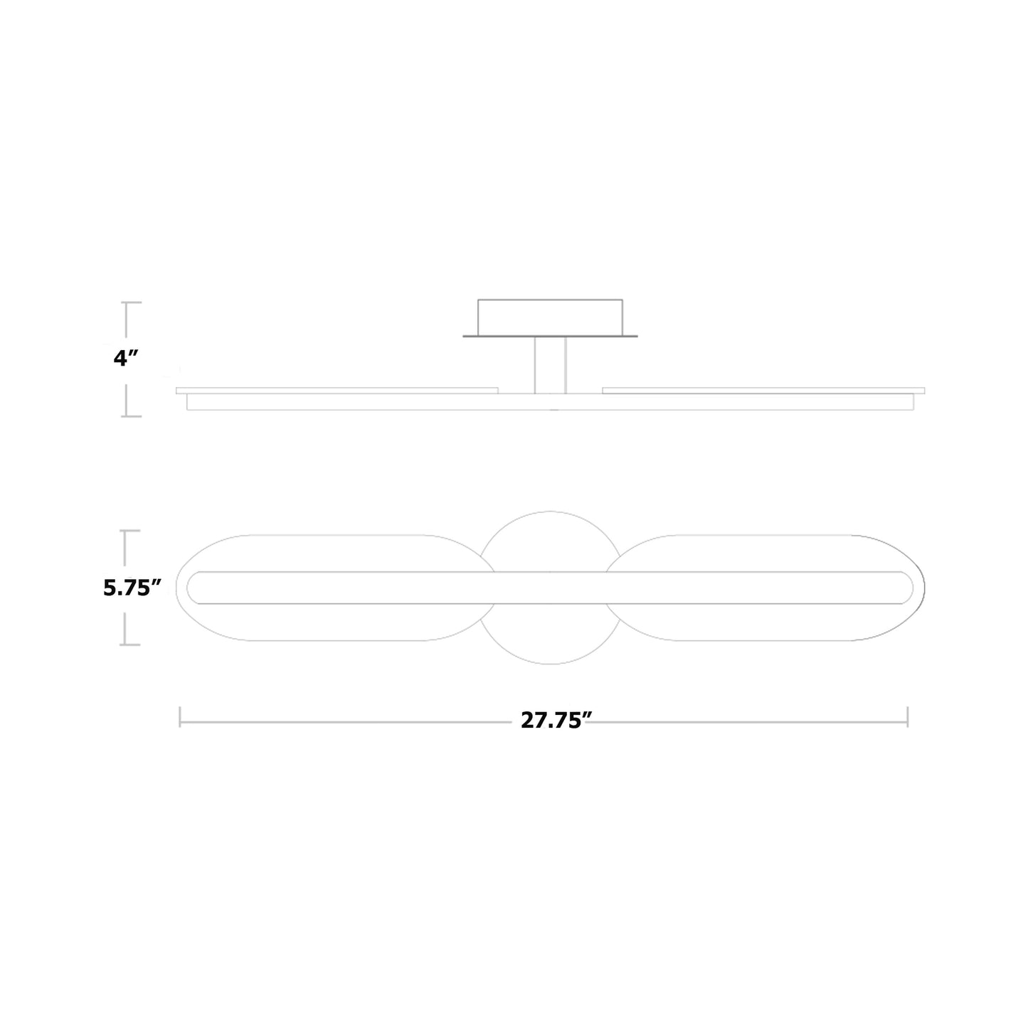 Avian LED Bath Vanity Light - line drawing.