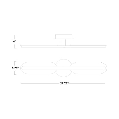 Avian LED Bath Vanity Light - line drawing.