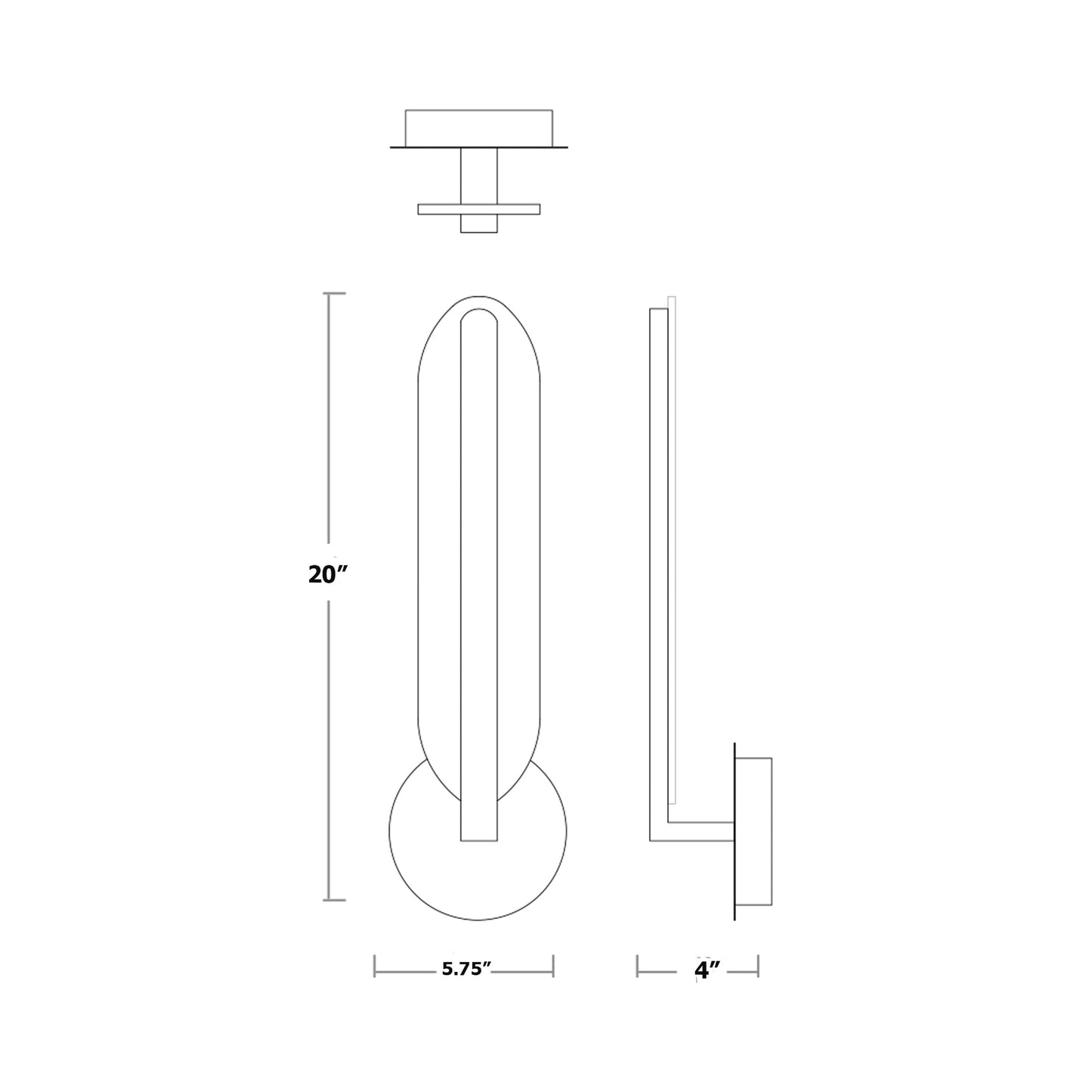 Avian LED Wall Light - line drawing.
