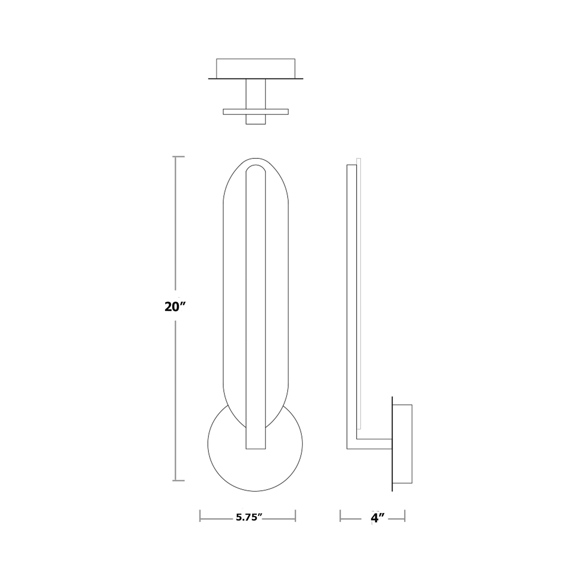 Avian LED Wall Light - line drawing.