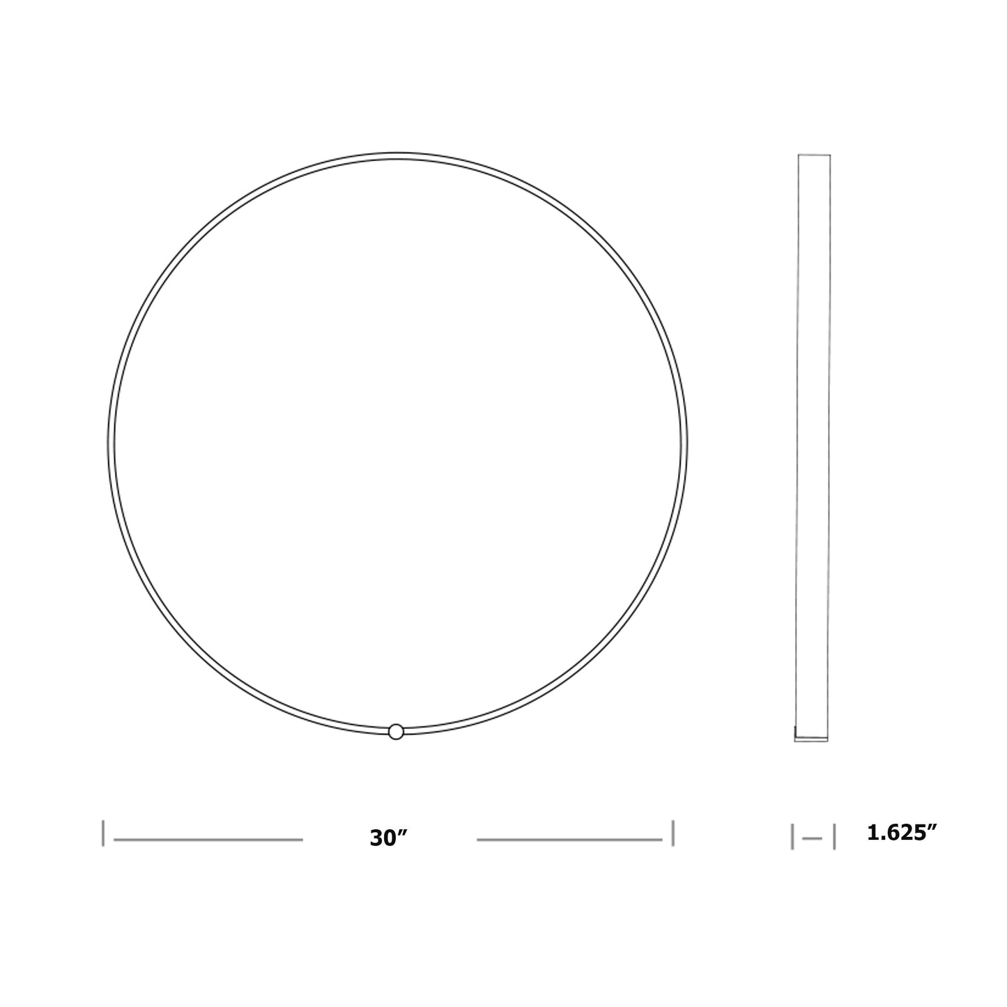 Avior Round LED Wall Mirror - line drawing.