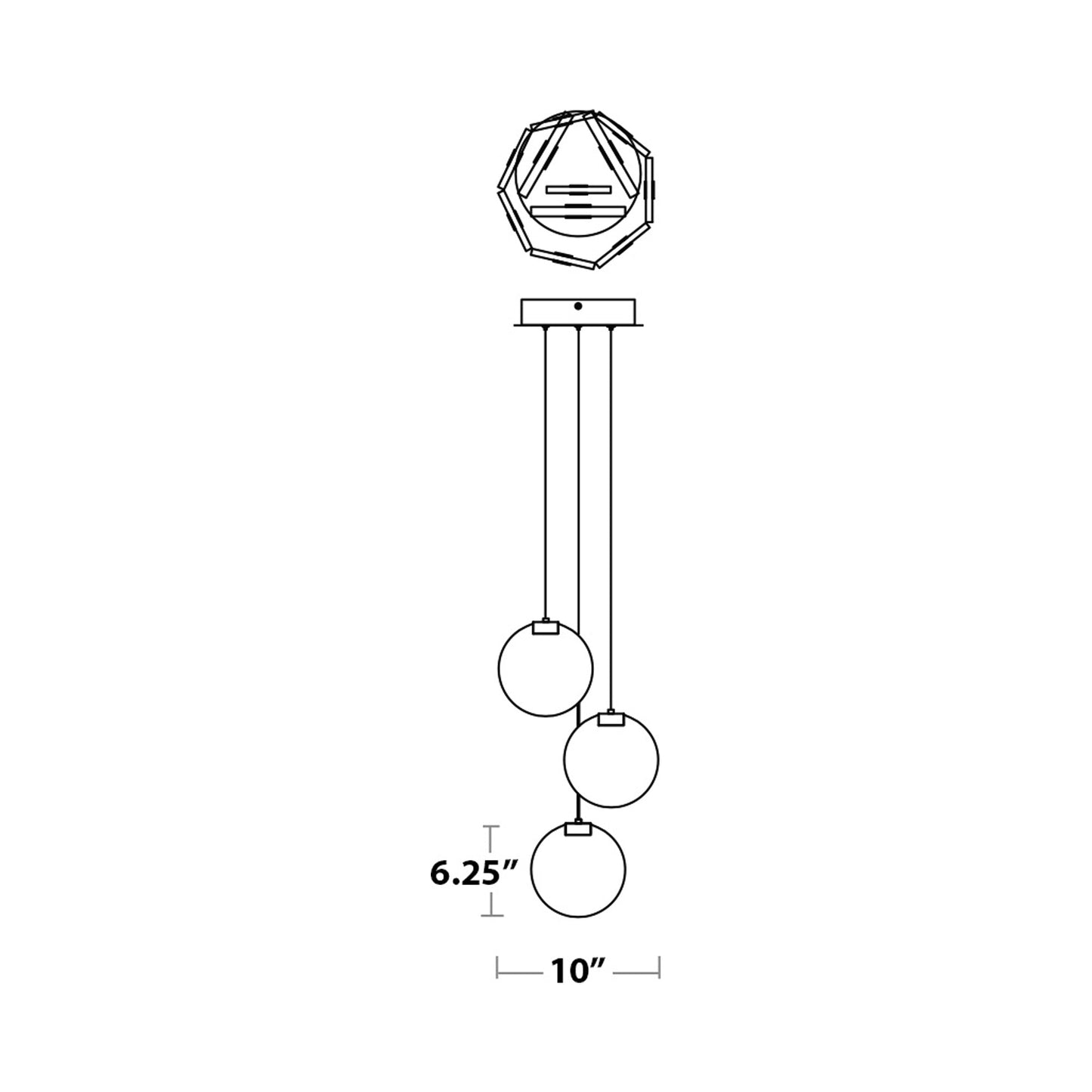 Axiom LED Pendant Light - line drawing.