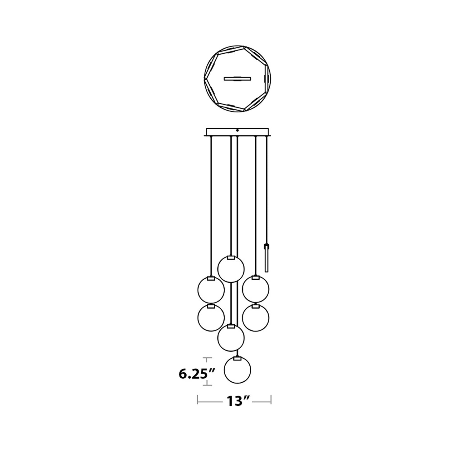 Axiom LED Pendant Light - line drawing.