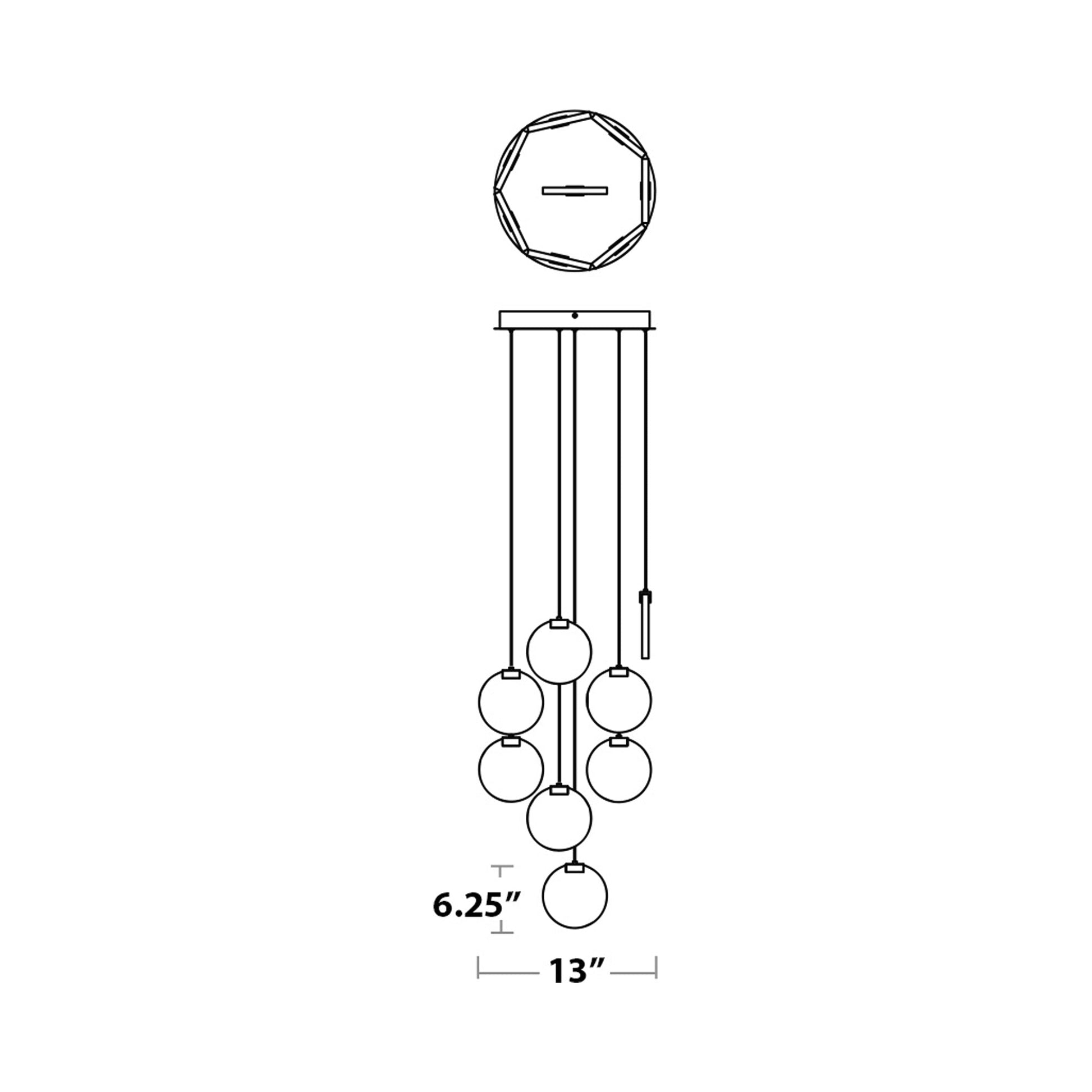 Axiom LED Pendant Light - line drawing.