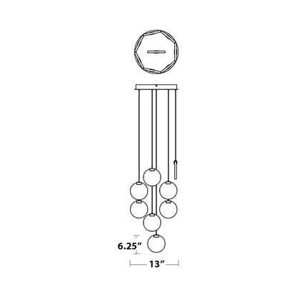 Axiom LED Pendant Light - line drawing.