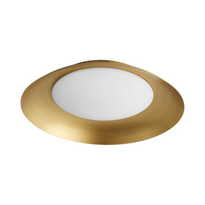 Bongo LED Flush Mount Ceiling Light in Aged Brass.