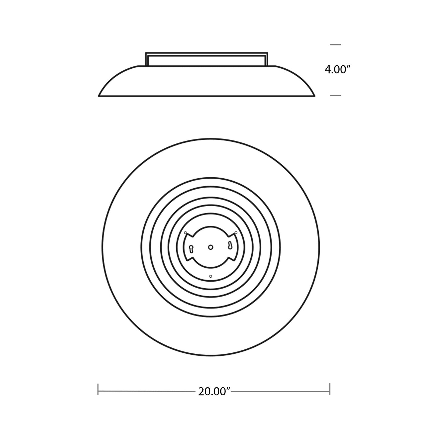 Bongo LED Flush Mount Ceiling Light - line drawing.