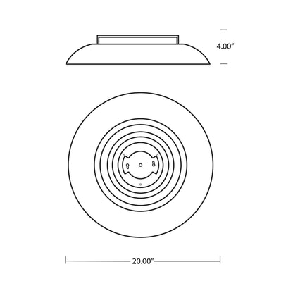 Bongo LED Flush Mount Ceiling Light - line drawing.