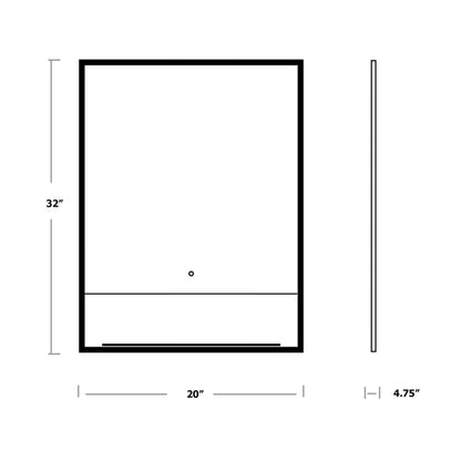 Castore Rectangle LED Wall Mirror - line drawing.