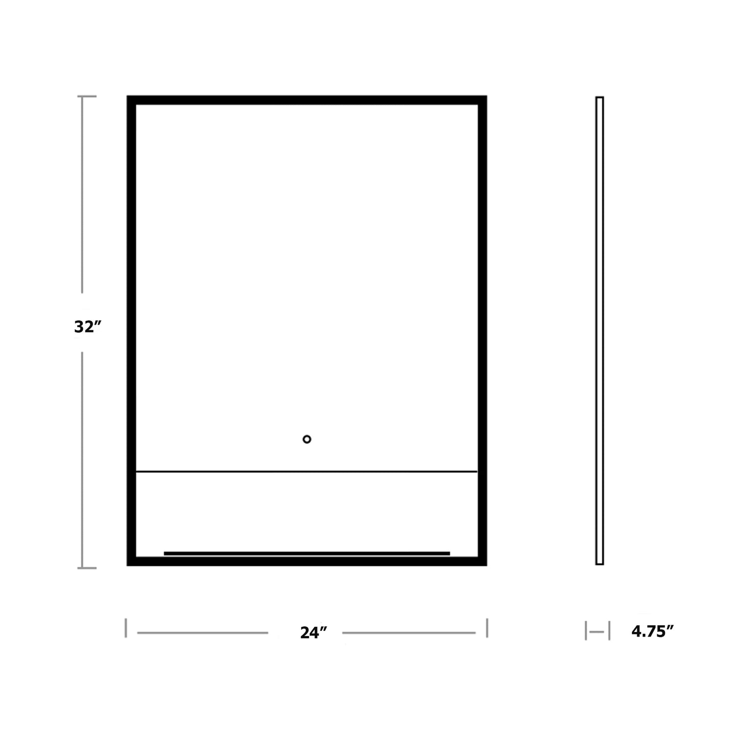 Castore Rectangle LED Wall Mirror - line drawing.