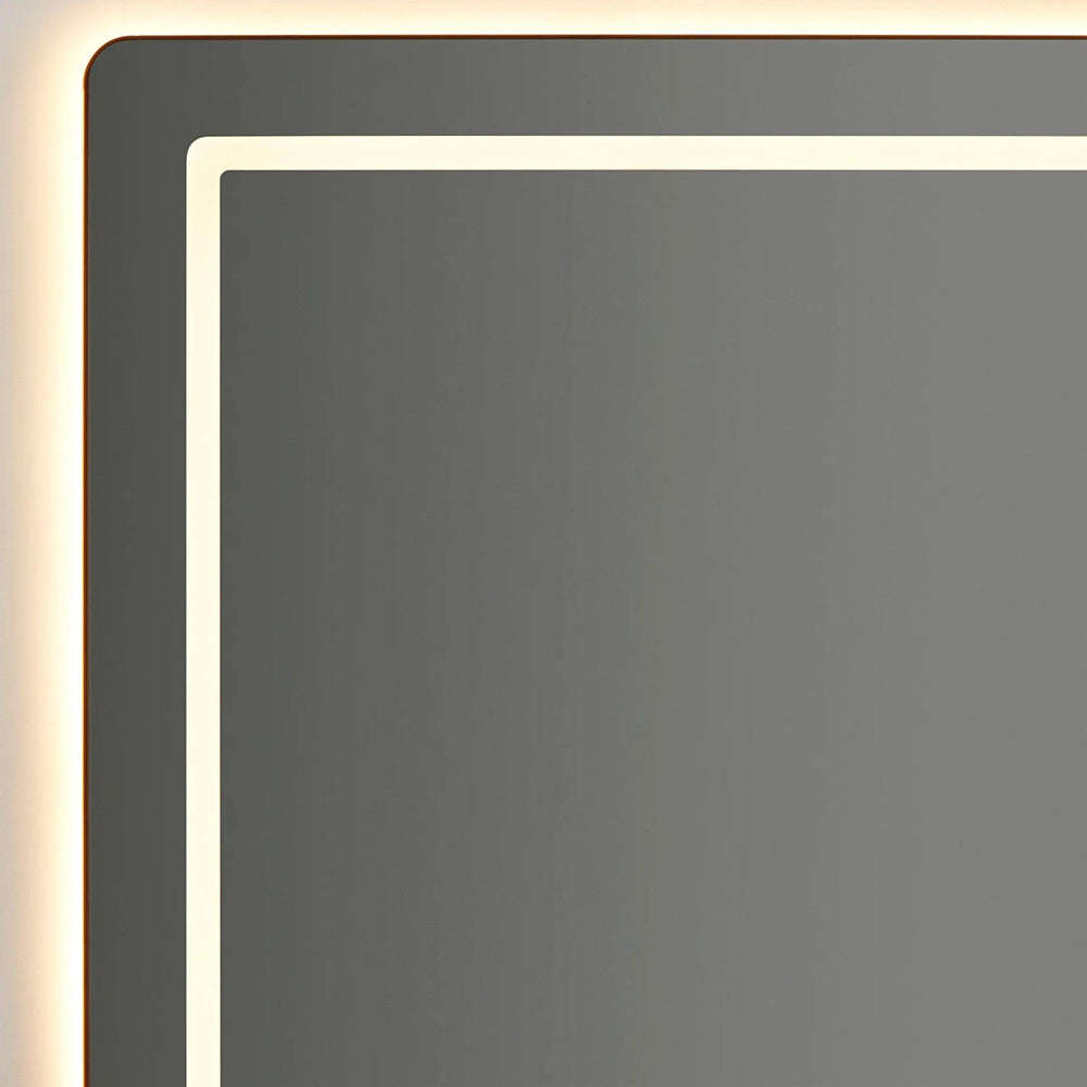 Compact Rectangle LED Wall Mirror in Detail.
