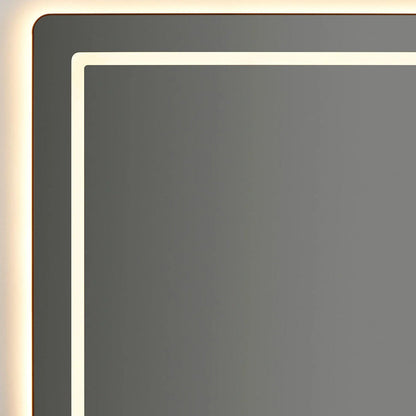 Compact Rectangle LED Wall Mirror in Detail.