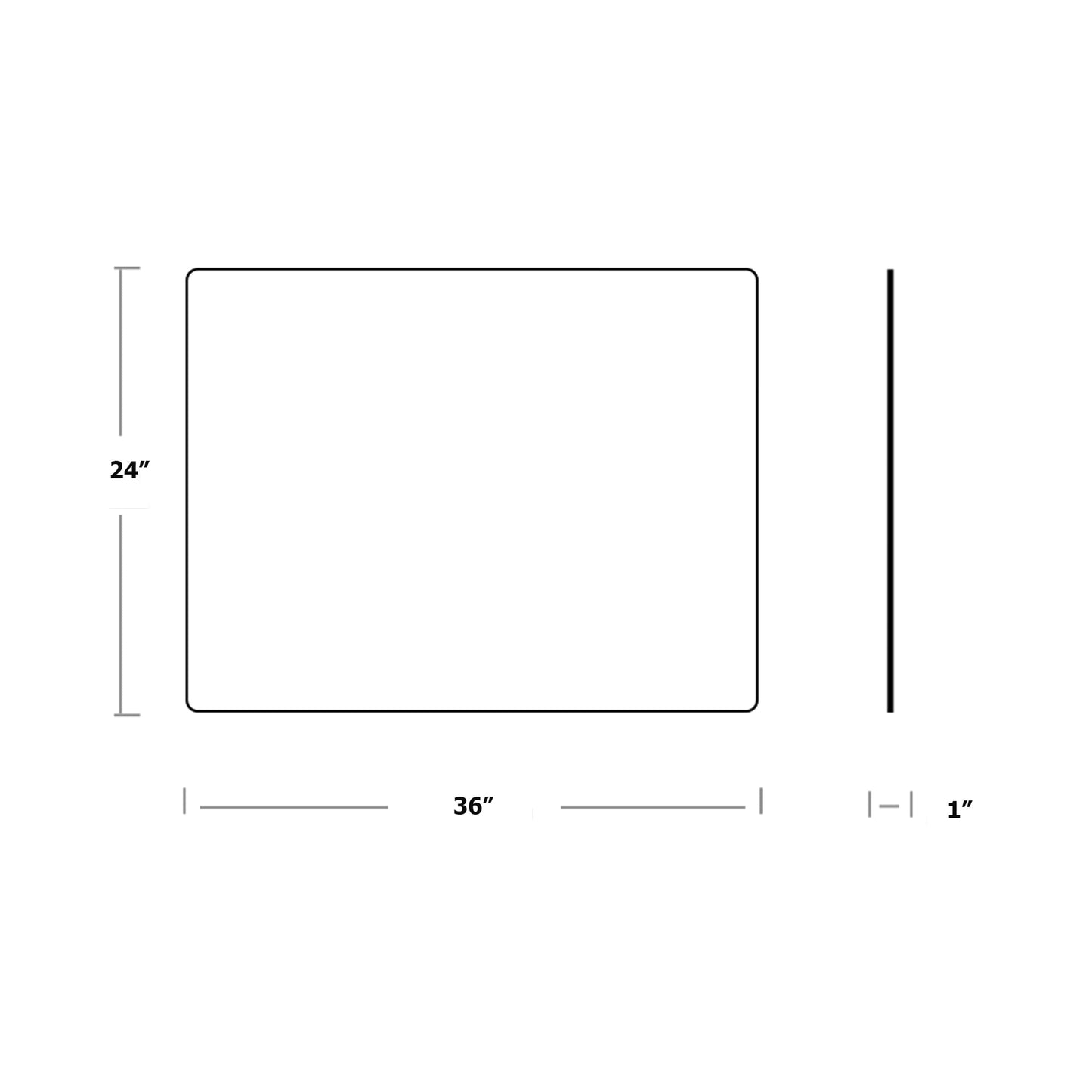 Compact Rectangle LED Wall Mirror - line drawing.