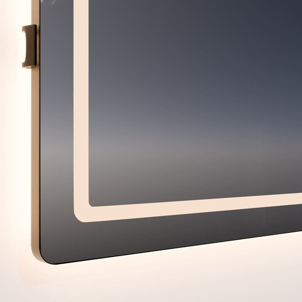 Compact Square LED Wall Mirror in Detail.