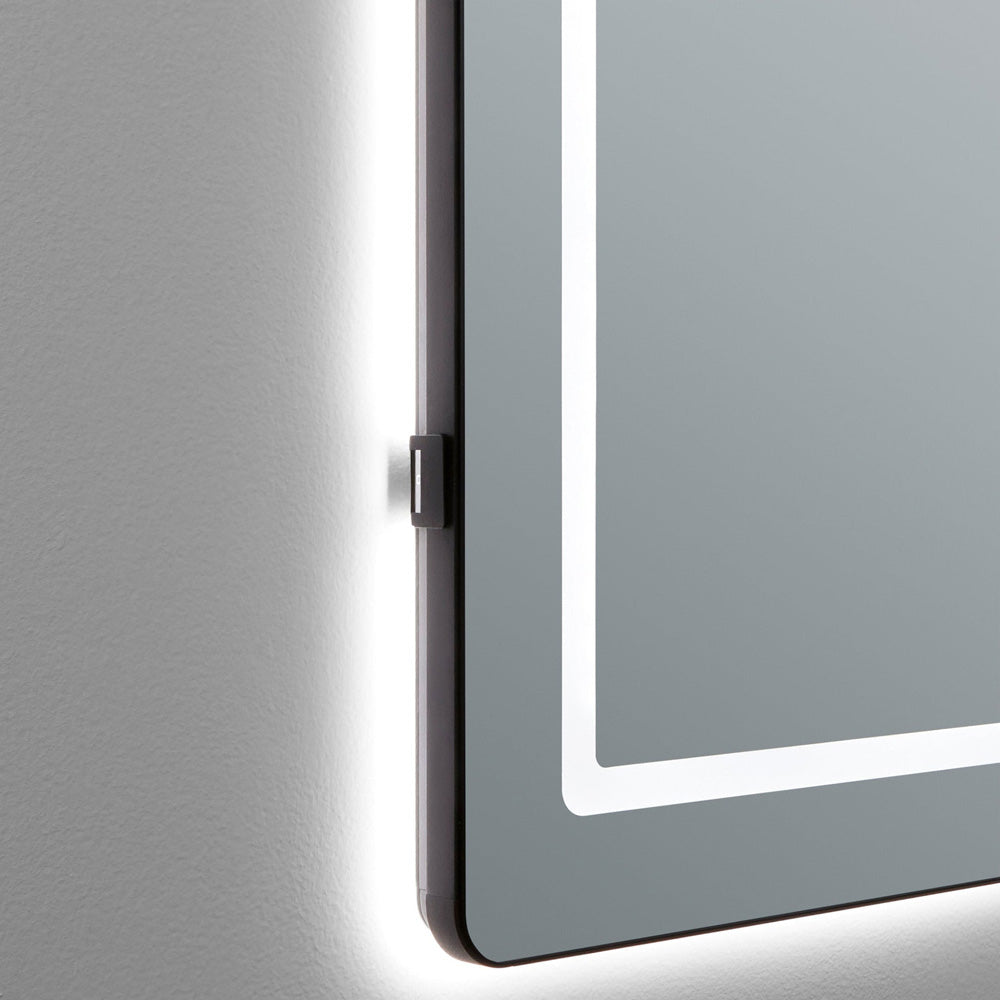 Compact Square LED Wall Mirror in Detail.