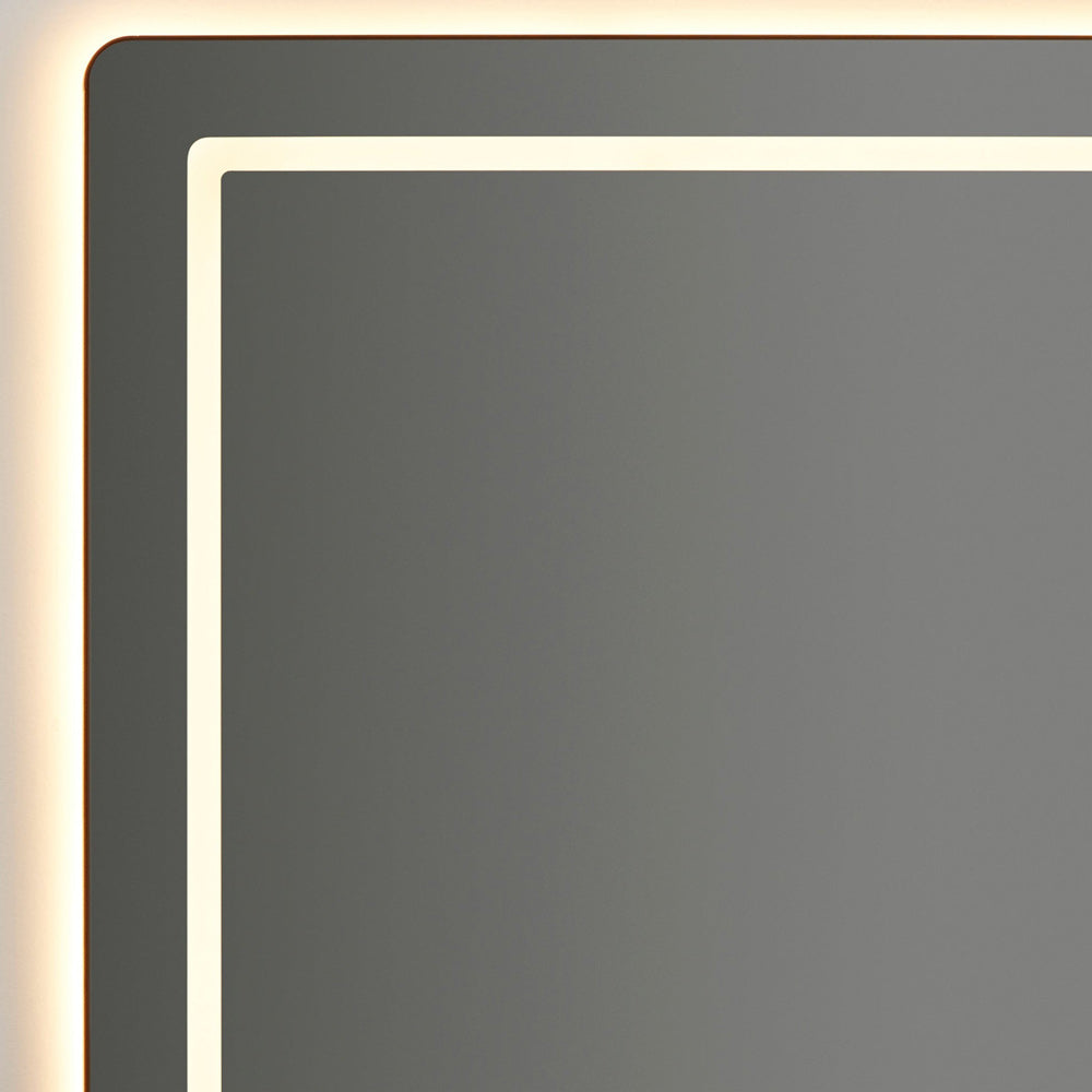 Compact Square LED Wall Mirror in Detail.