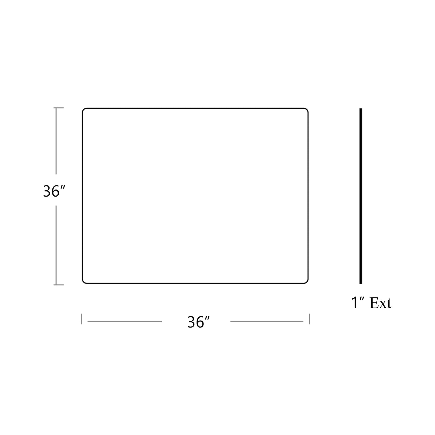 Compact Square LED Wall Mirror - line drawing.