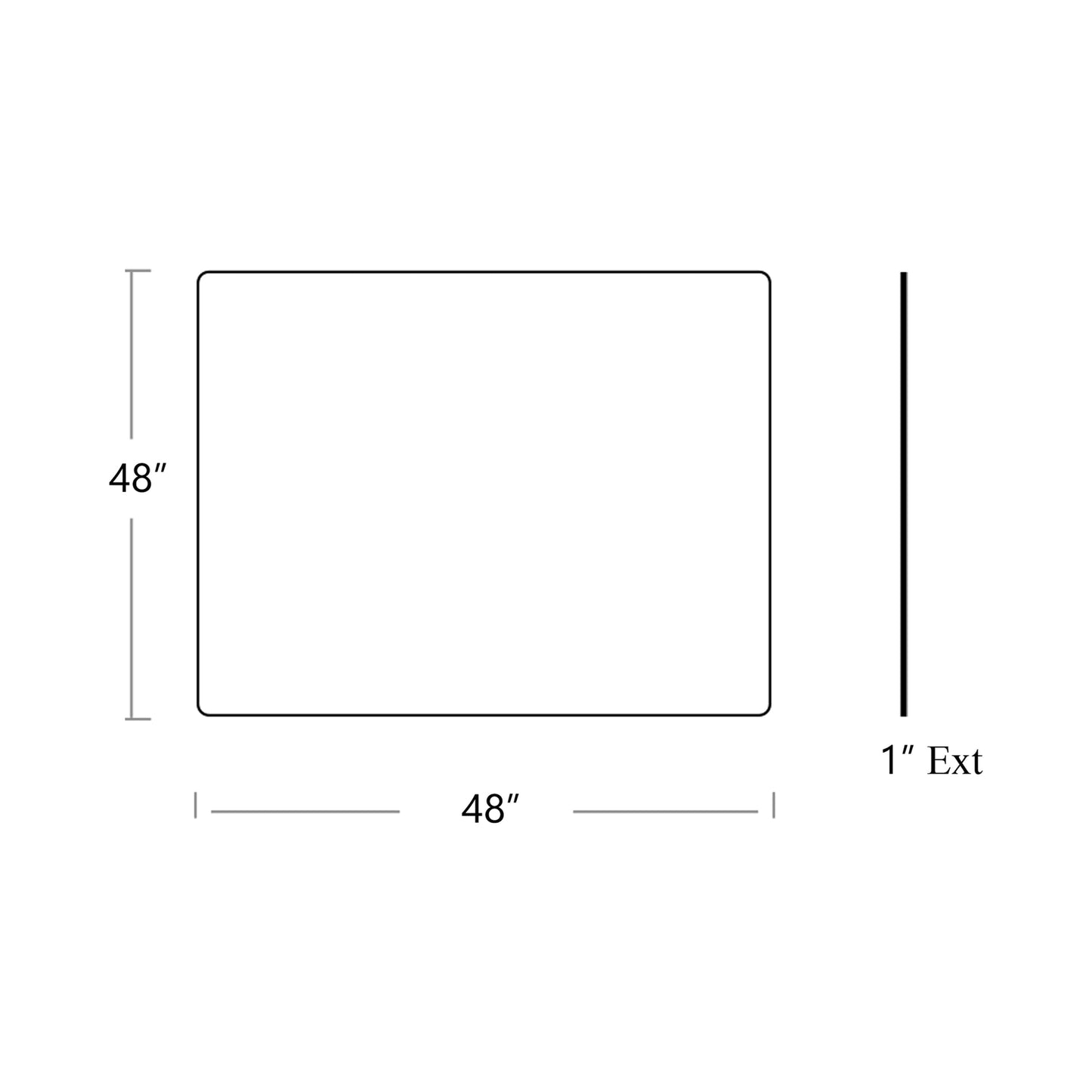 Compact Square LED Wall Mirror - line drawing.