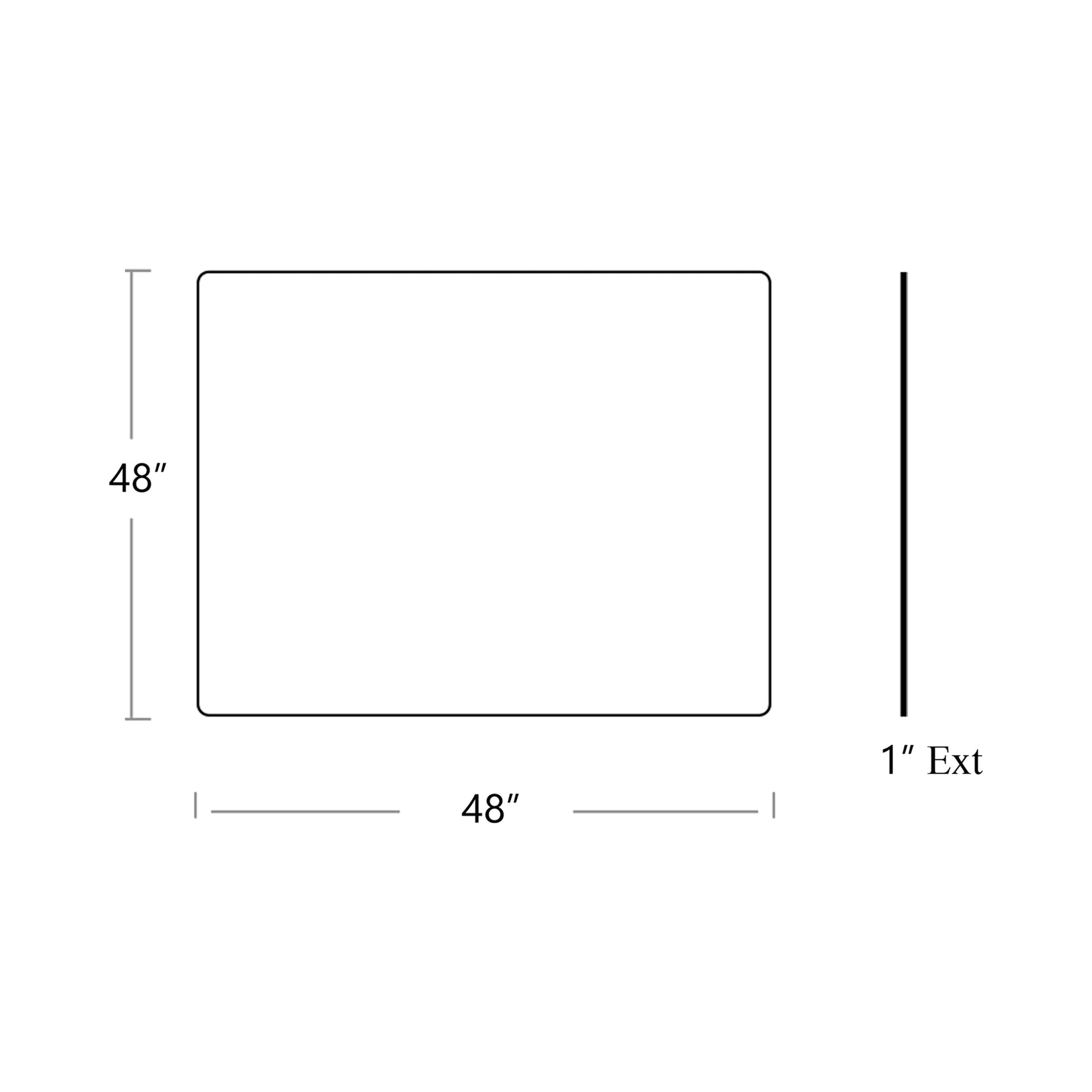 Compact Square LED Wall Mirror - line drawing.