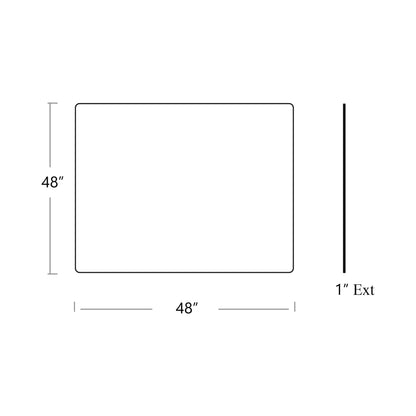 Compact Square LED Wall Mirror - line drawing.