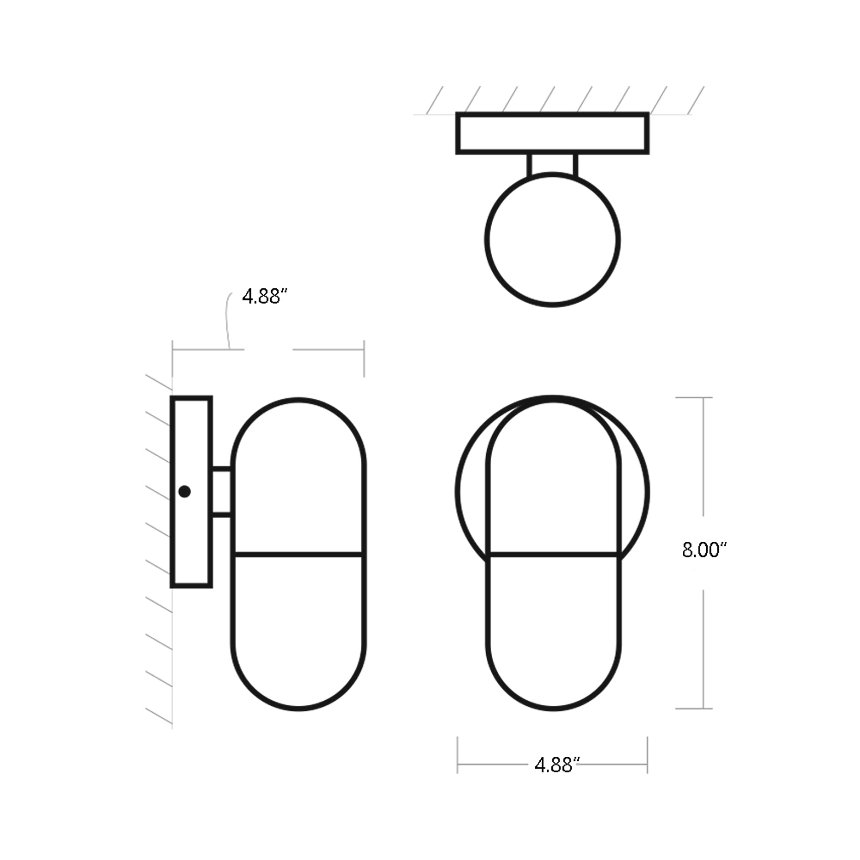 Corpus Outdoor LED Wall Light - line drawing.