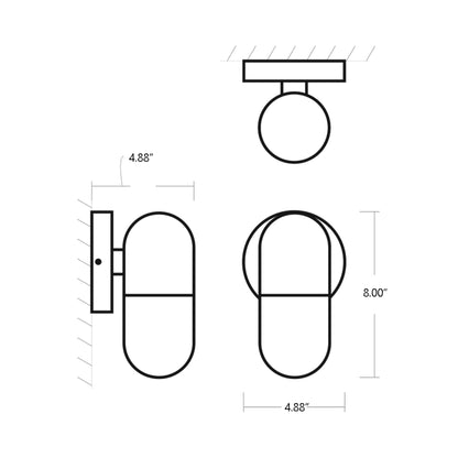 Corpus Outdoor LED Wall Light - line drawing.