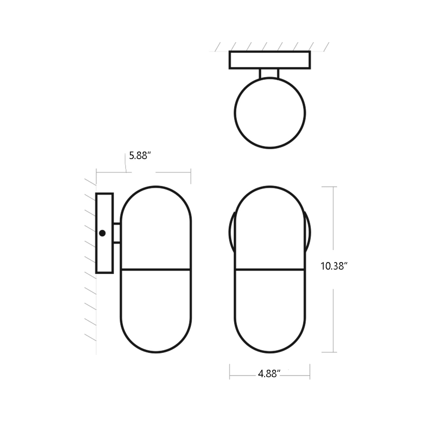 Corpus Outdoor LED Wall Light - line drawing.