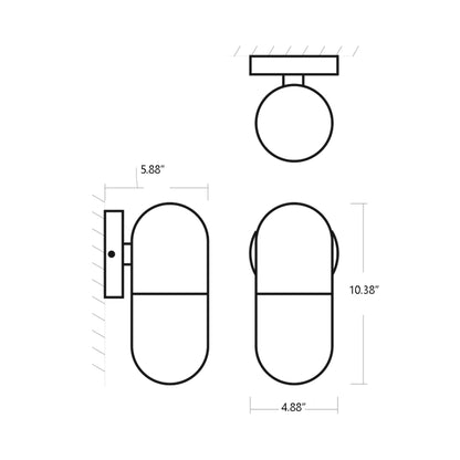 Corpus Outdoor LED Wall Light - line drawing.