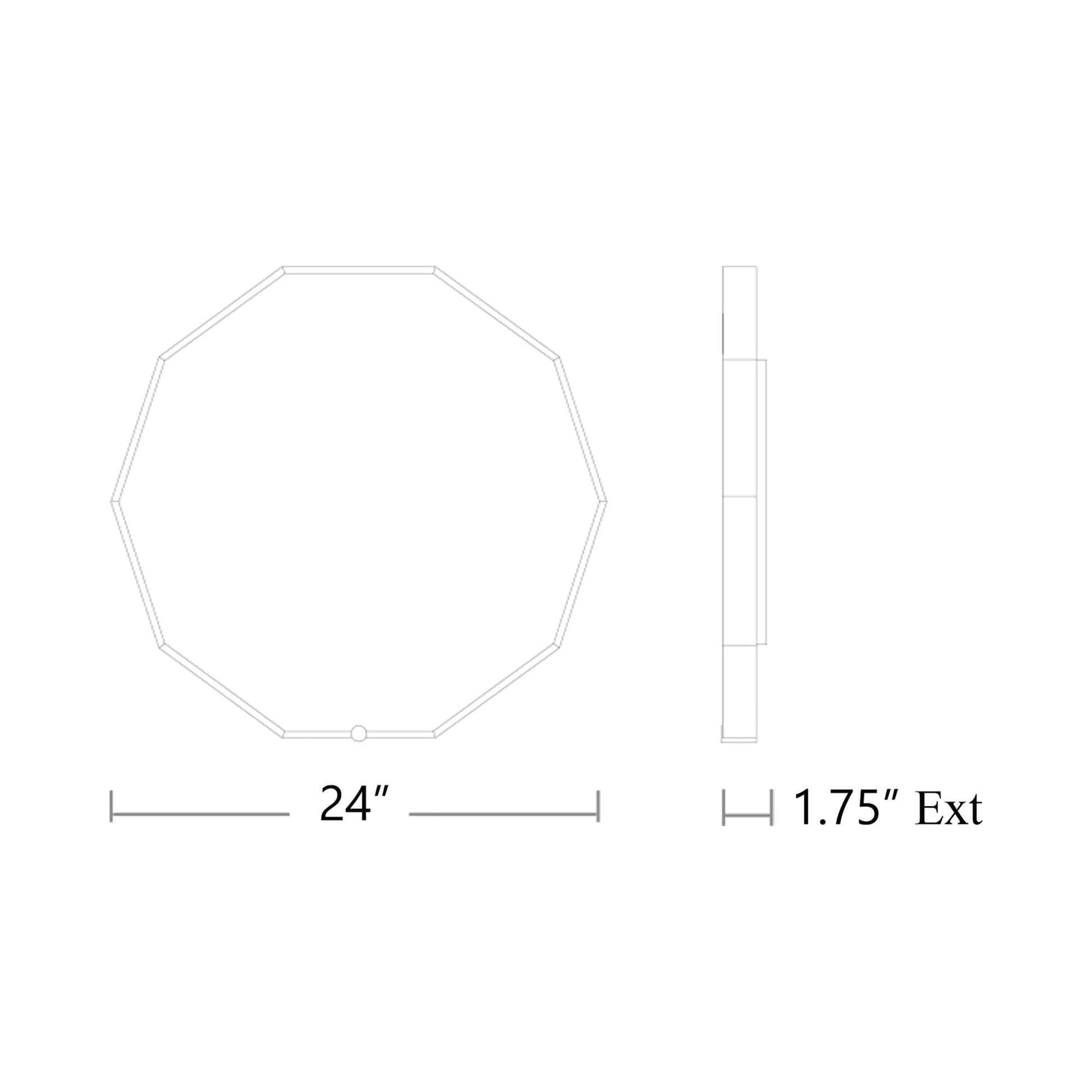 Deca LED Wall Mirror - line drawing.